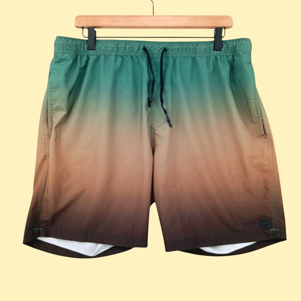 Billabong Shorts Mens L Green Ombre Adventure Division Swim Trunks Surf 34x7